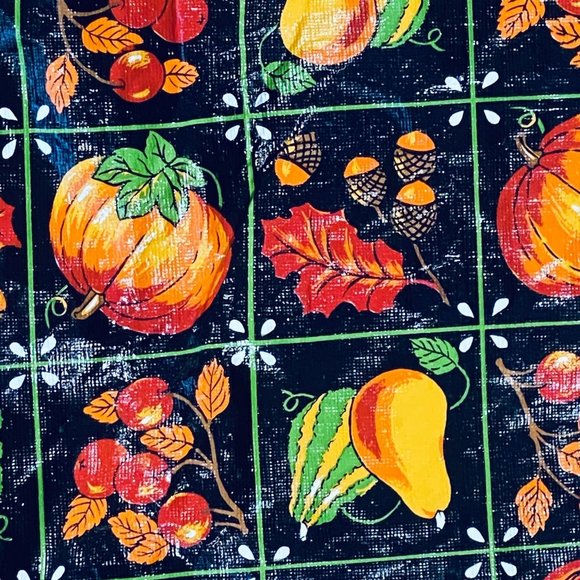 Vintage Fall Tablecloth Square Thanksgiving Pumpkins Squash Acorns 51x51 - Picture 6 of 6